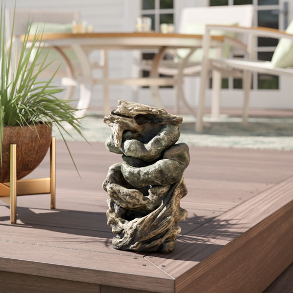 Sol 72 Outdoor Austen Fibre And Resin Log And Stone Waterfall