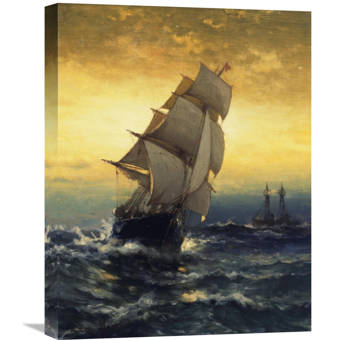 Global Gallery Passing Ambrose Lightship By Edward Moran