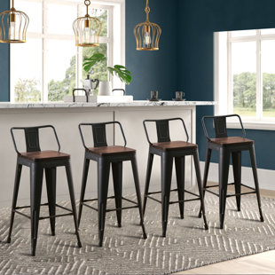Saleh Solid Wood Bar and Counter Stool (Set of 4)