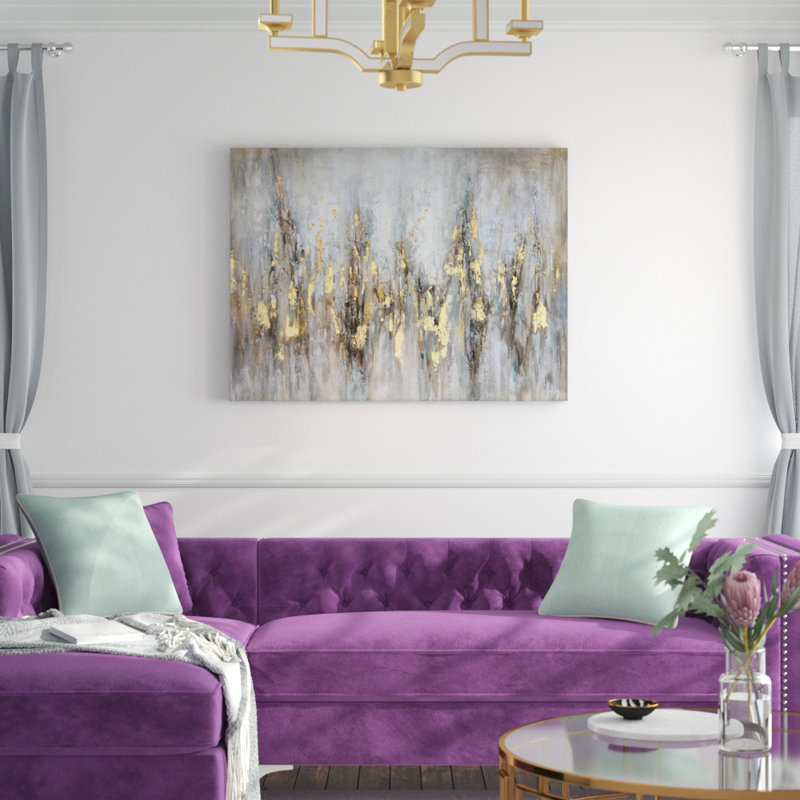 Mercer41 Gleaming Gold Oil Painting Print On Wrapped Canvas Reviews Wayfair