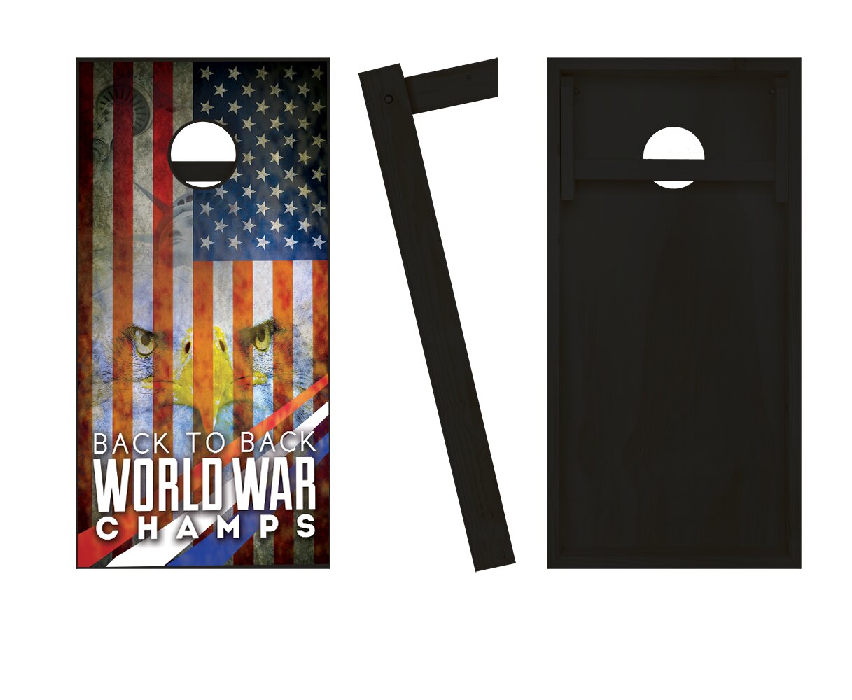 Ajjcornhole 2 X 4 Back To Back World War Champs Solid Wood Cornhole Board And Bags Wayfair