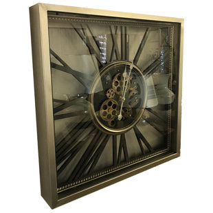 Martiques Square Mechanical Moving Gear Skeleton Wall Clock Martiques Square Mechanical Moving Gear Skeleton Wall Clock