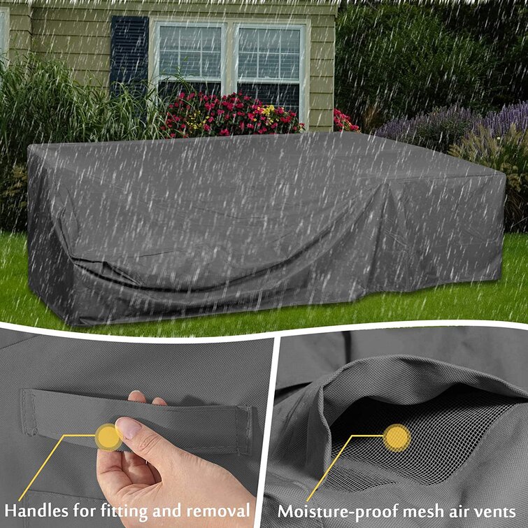 All Season 3-Seater Patio Bench Covers with Air-Vents Flymer 600D Oxford Fabric Waterproof Patio Furniture Covers Durable Indoor Furniture Dust Protective Cover