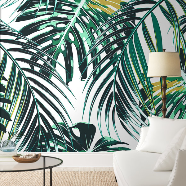 Tropical Leaves Wallpaper | Wayfair