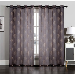 Nature/Floral Semi-Sheer Grommet Curtain Panels (Set of 2)