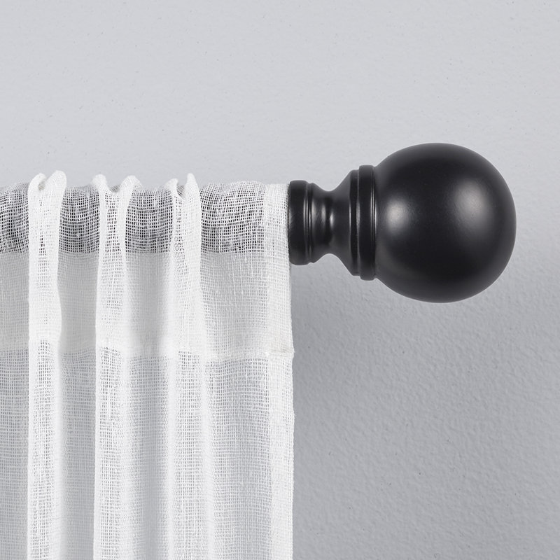 Deantrei Exclusive Home Sphere 1" Curtain Rod and Coordinating Finial Set, Adjustable Color: Black, Size: 36" - 72"