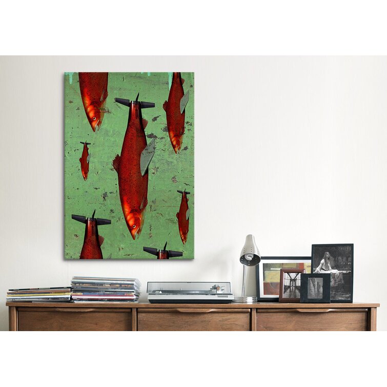 1.5 by 40 by 60-Inch iCanvasART 3-Piece Fish Canvas Print by Anthony Freda
