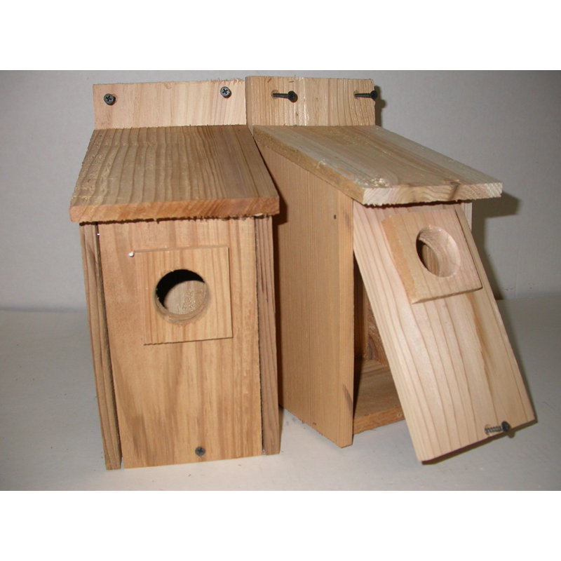 2 Wren Bird House Nesting Box All Natural Rough Sawn Western Red Cedar Made USA