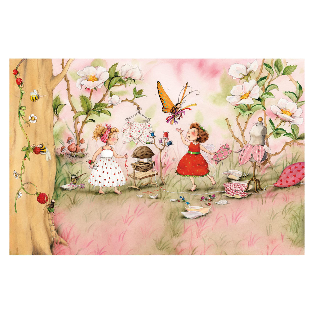 Strawberry Fairy Outdoors 3.2m x 4.8m Embossed Matte Peel & Stick Wallpaper Roll