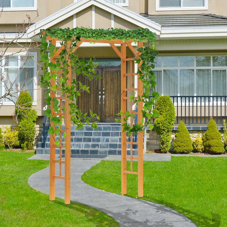 Wedding Flowers Decoration Outdoor Garden Archway with Gate for Vines Metal Arch with Trellis for Climbing Plants Outdoor Tangkula 6.8 Ft Garden Arbor Ceremony Bridal Party 