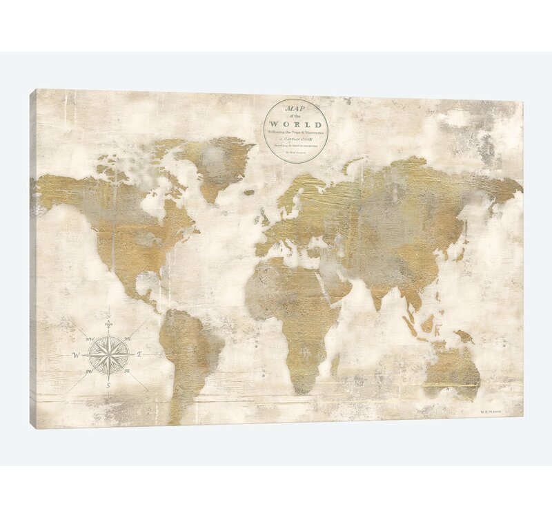 World Map With No Words East Urban Home 'Rustic World Map Cream No Words' Graphic Art on 