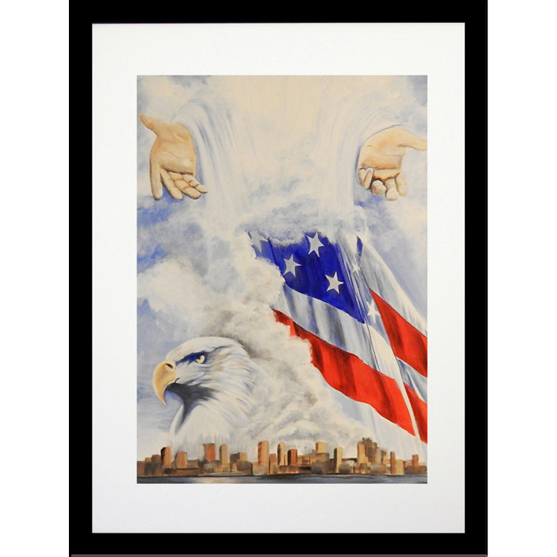 Winston Porter 'Spiritual Eagle American Flag City of Hope' Framed Acrylic  Painting Print | Wayfair