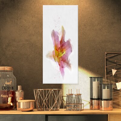 Floral 'Watercolor Pink Lily Flower' Painting Print on Metal Design Art Size: 28