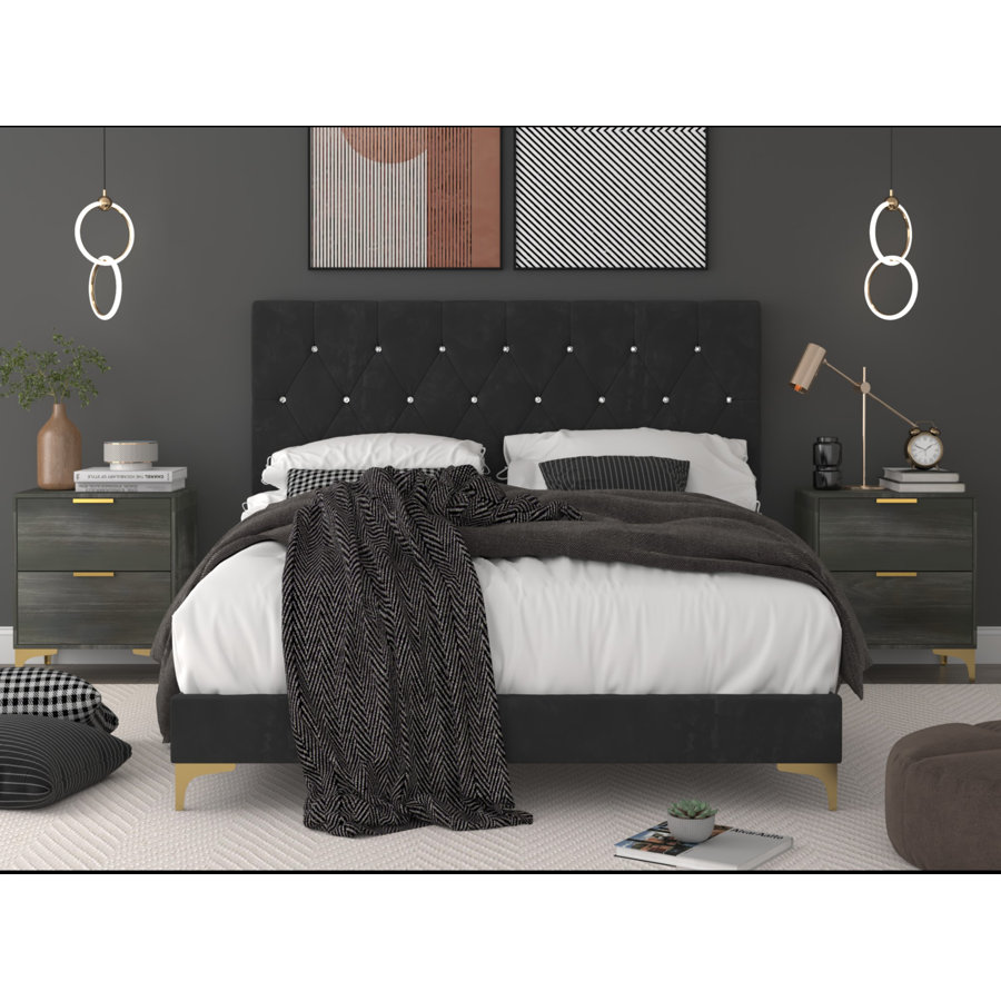 Mia Upholstered Standard 3 Piece Bedroom Set