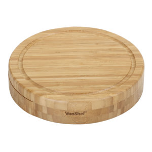 5 Piece Bamboo Cheese Board and Knife Set