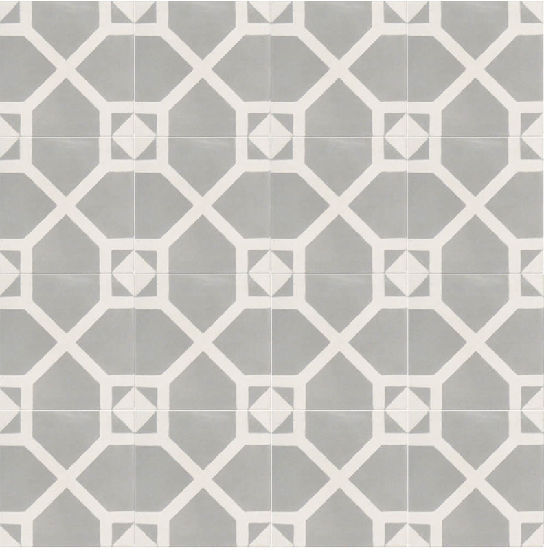 Amoud 8" x 8" Handmade Cement Tile in Gray/White #cementtile #modernfarmhouse #rusticmodern