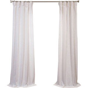 Solid Heavy Faux Linen Rod Pocket Single Curtain Panel