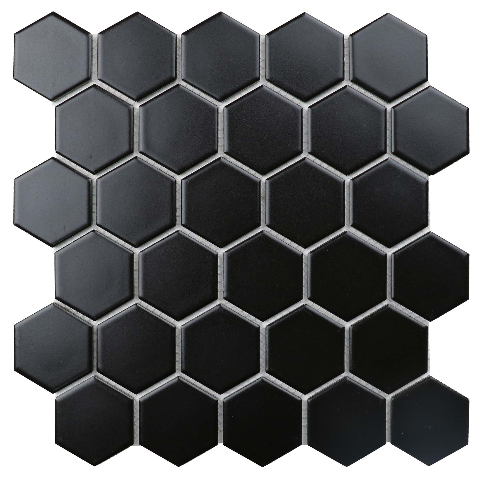 9.3 Sq Ft Box 2 Inch Black and White Ceramic Hexagon Mosaic Tiles 