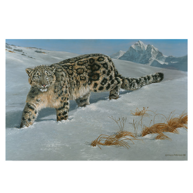 Trademark Art Snow Leopard Landscape Acrylic Painting Print On