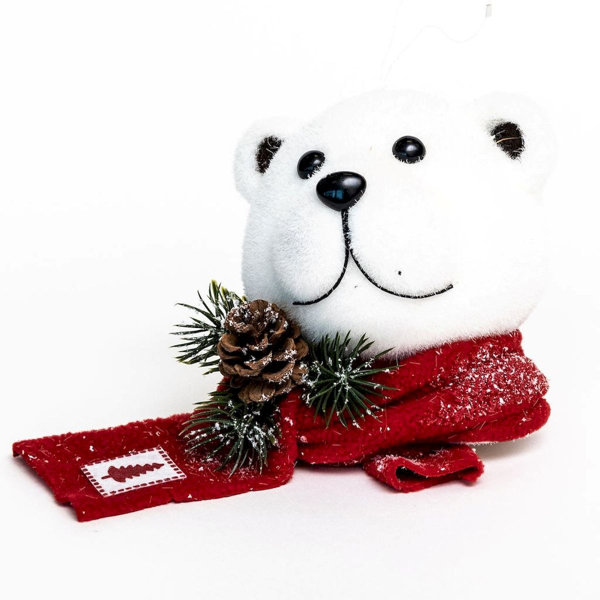Large 11" Holiday soft Stuffed plush winter Polar Bear w blue hat & scarf 
