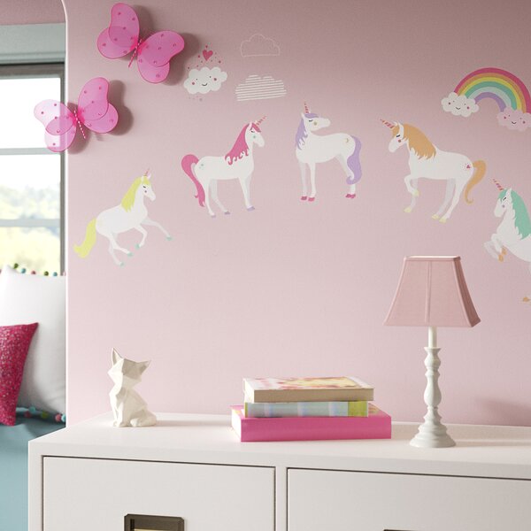 Personalized Decals Nursery Sleeping Unicorn with Name Wall Decal Girls Room 