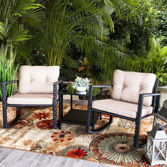 Arlmont Co Lowell Outdoor Rocking 3 Piece Seating Group Wayfair