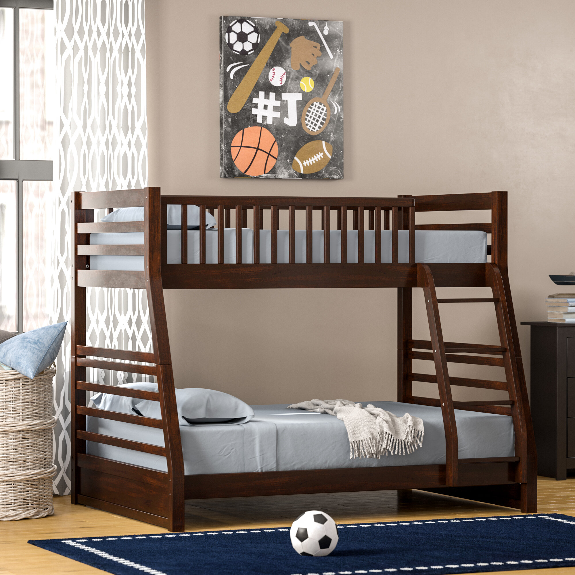 solid wood twin over full bunk bed with stairs