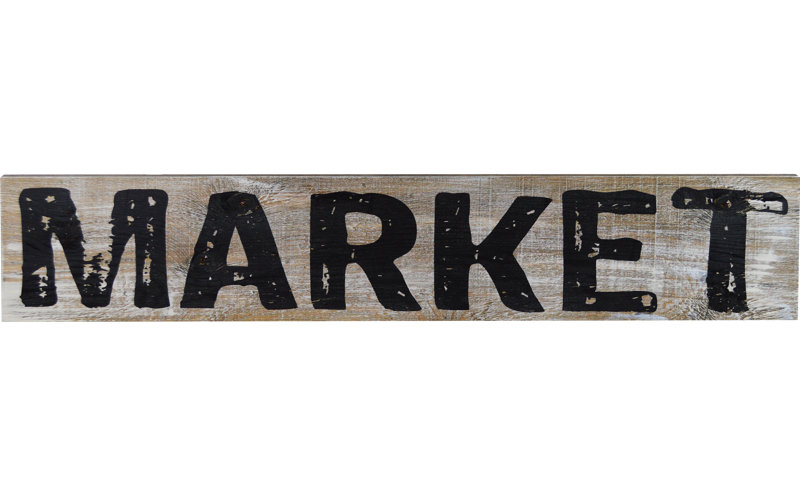 'Market' Textual Art on Wood