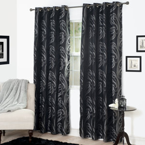 Windswept Jacquard Abstract Semi-Sheer Grommet Single Curtain Panel