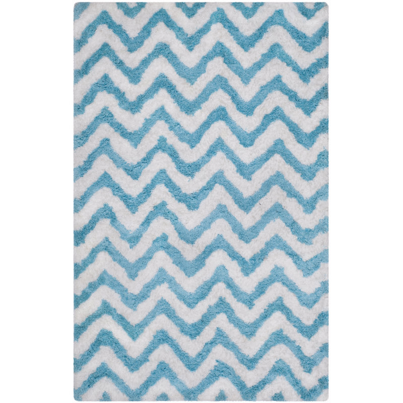 Safavieh Barcelona Shag Hand Tufted Cotton Sky Blue White Area Rug Reviews Wayfair