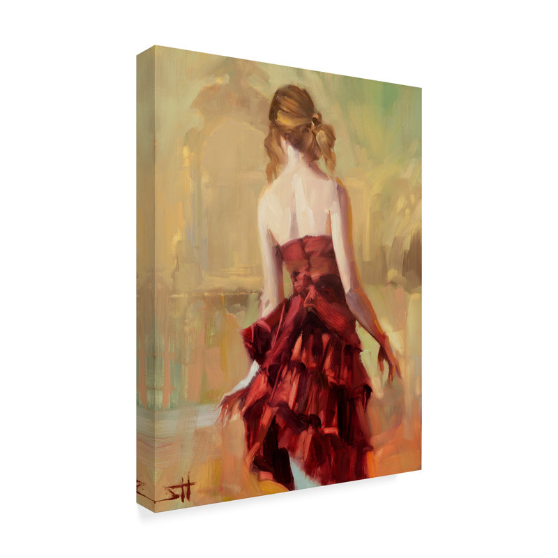Trademark Art Steve Henderson Girl In Red Dress Wrapped Canvas