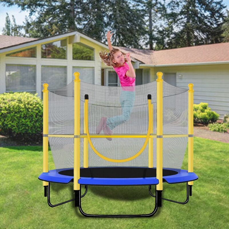 Duhome Elegant Lifestyle 5FT Kids Trampoline With Enclosure Net Jumping ...