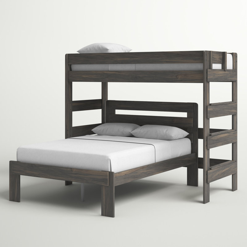 Doyle Solid Wood L-Shaped Bunk Beds Bed Frame Color: Driftwood, Size: Queen