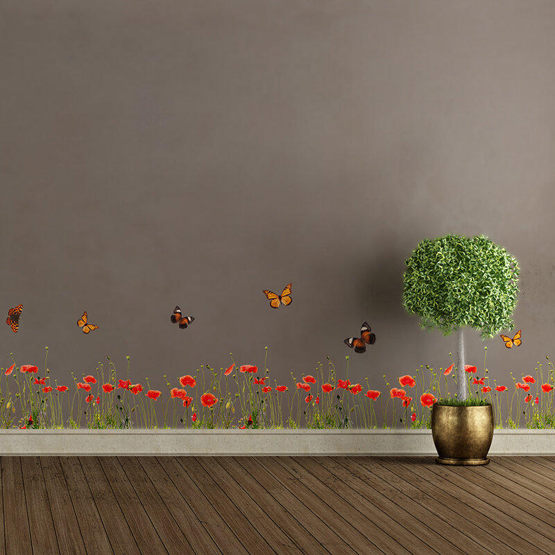 Wallpops! Poppies And Butterflies Border Wall Decal & Reviews 