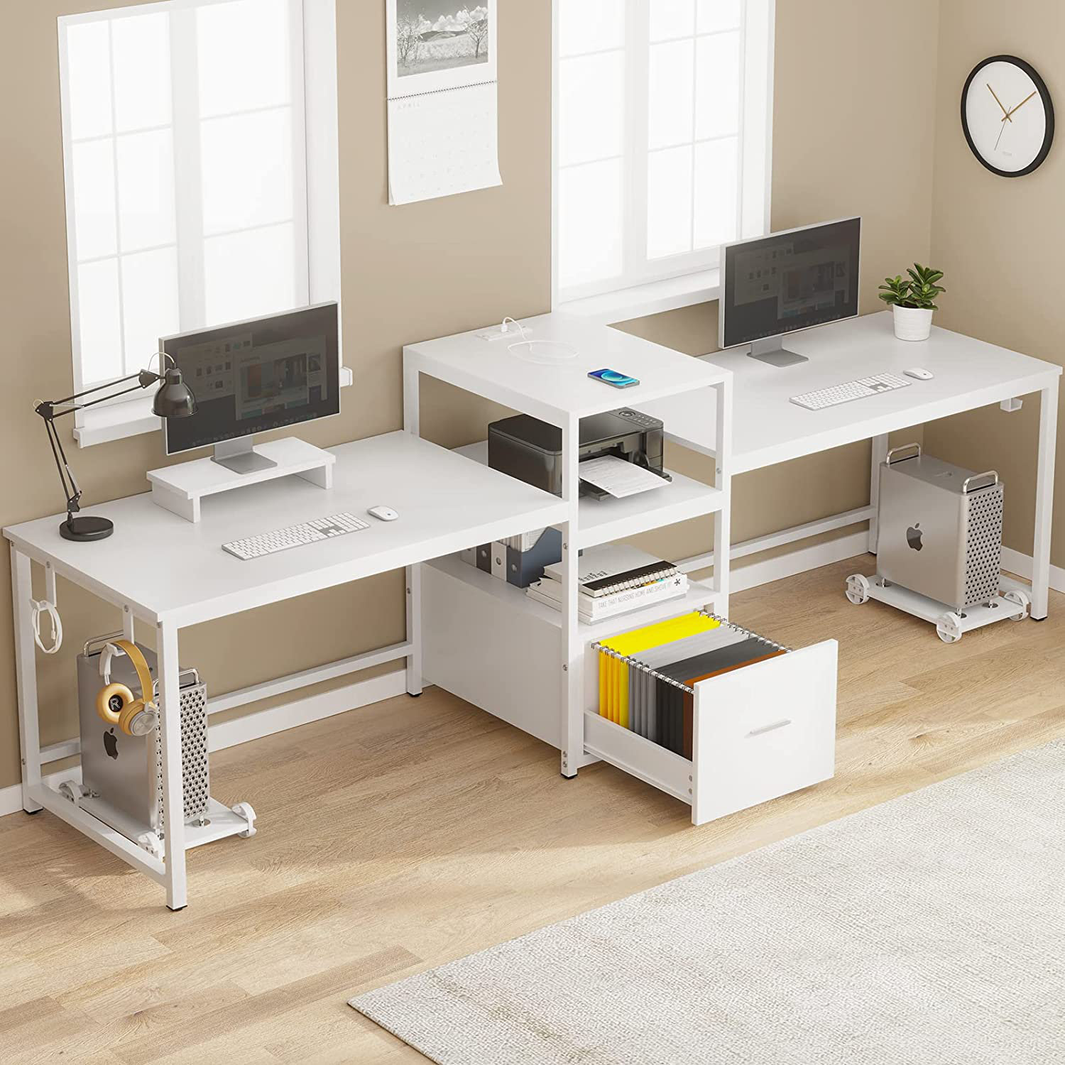 Inbox Zero Hansbury Reversible Desk with Built in Outlets Wayfair