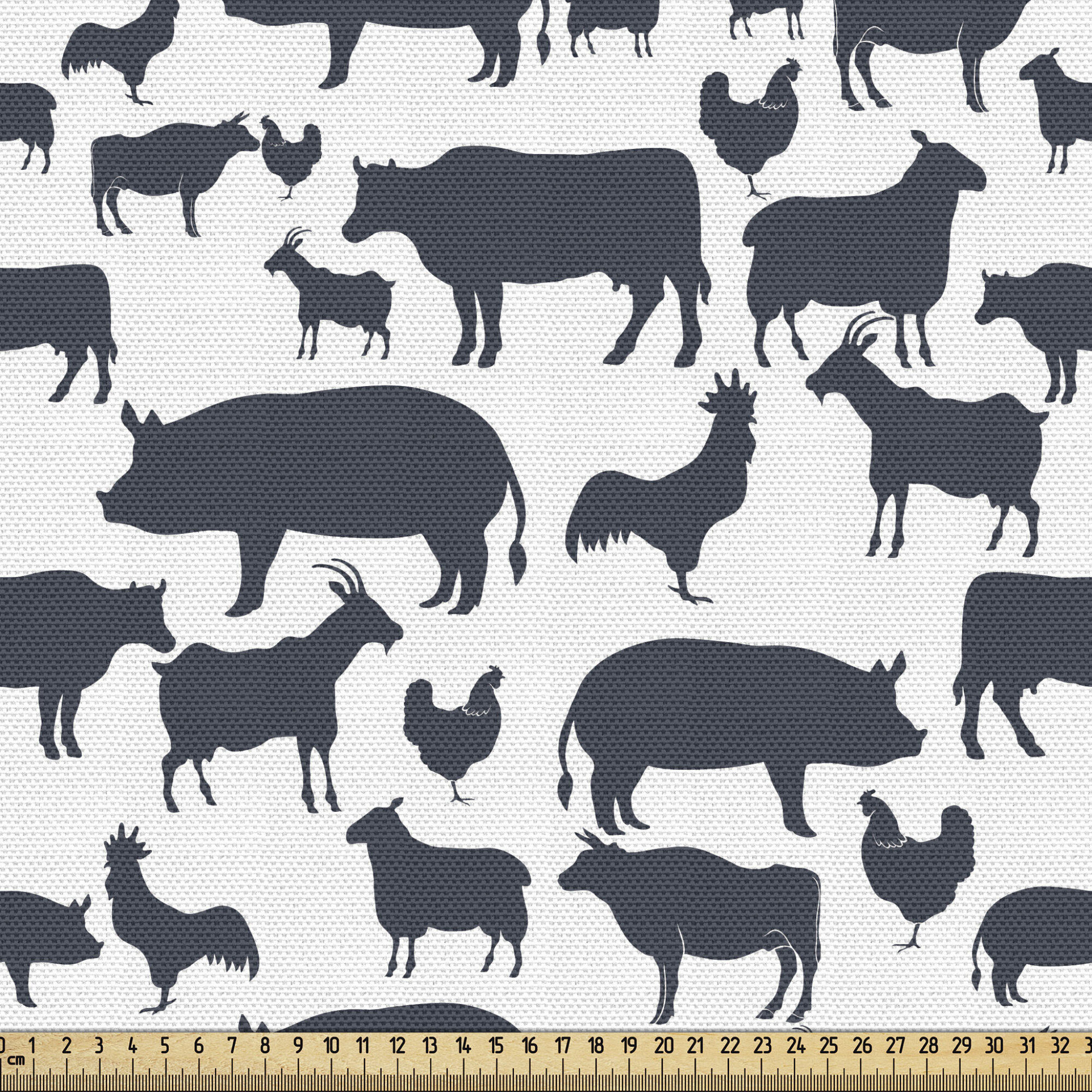 East Urban Home Cattle Fabric By The Yard, Farm Animals Silhouette  Background Style Pattern For Agriculture Theme | Wayfair