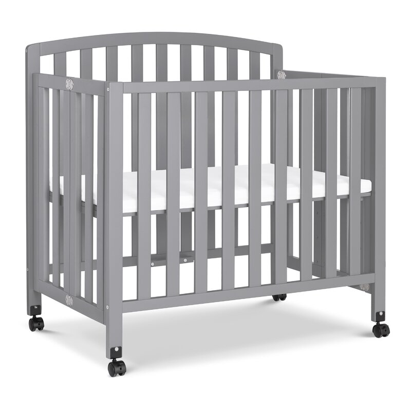 gray mini crib