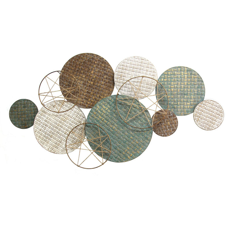 Williston Forge Woven Texture Metal Plates With Jute Accents Wall