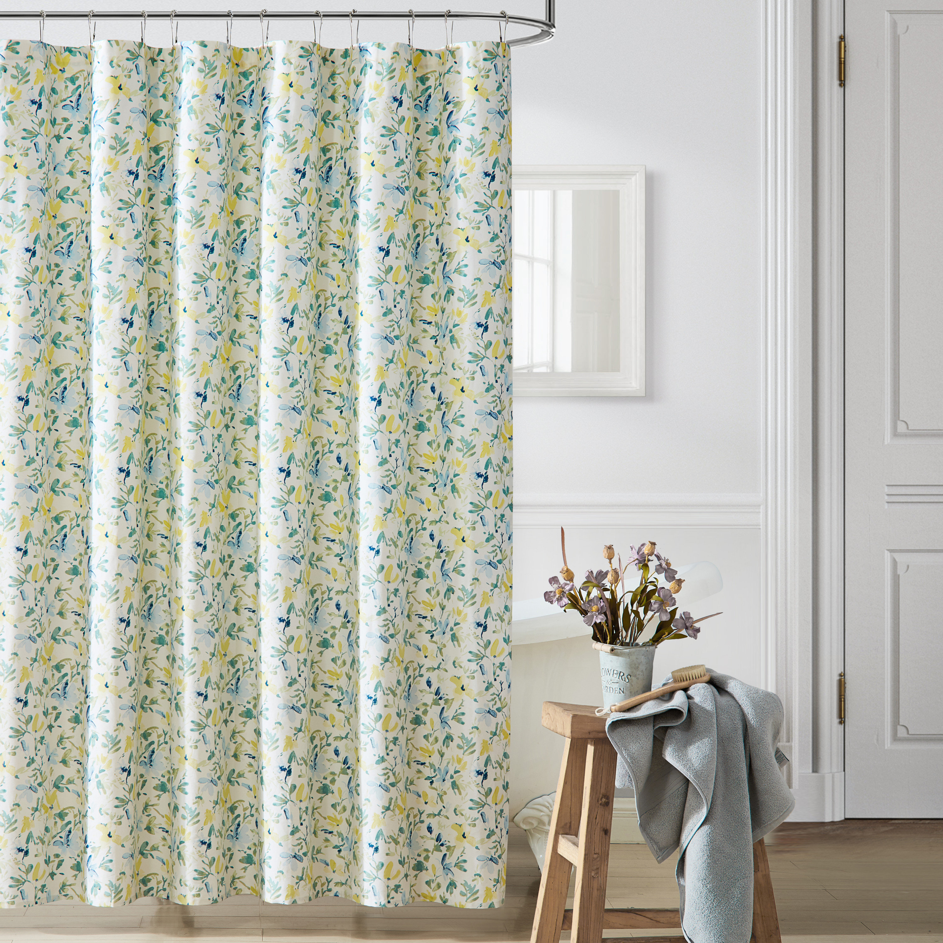 Laura Ashley Nora Cotton Floral Single Shower Curtain Reviews Wayfair