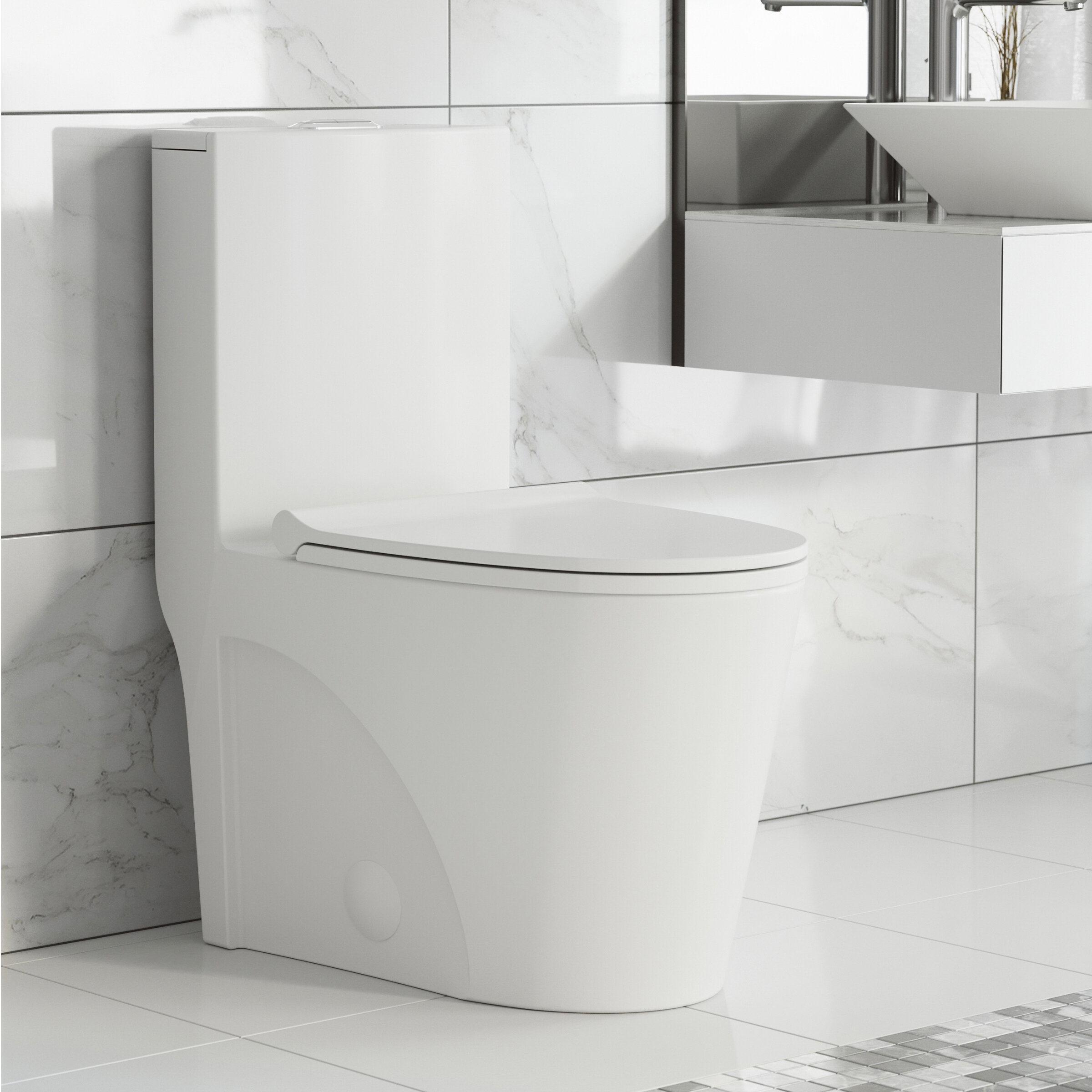 Soft Closing Quick Release Seat Included Swiss Madison SM-1T106 Concorde Square Toilet Dual Flush 0.8//1.28 Gpf
