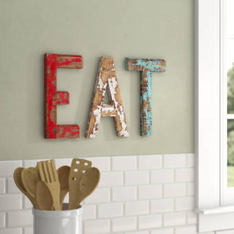 Fortine Piece Eat Letters Wall Decor Set Reviews Birch Lane