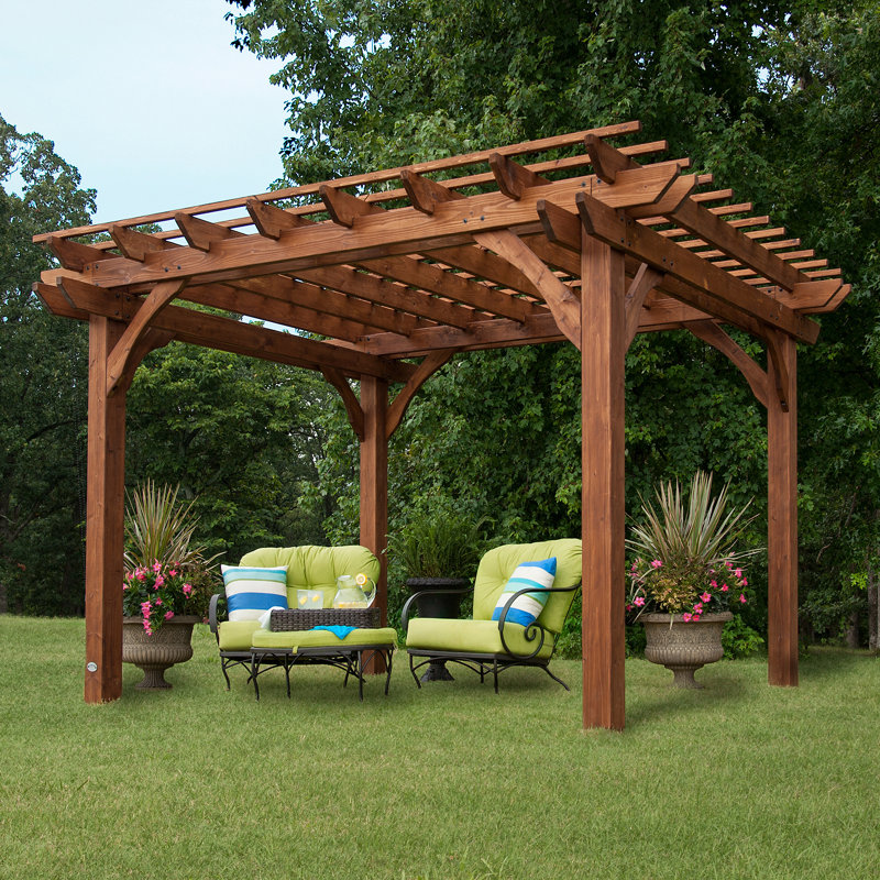 Backyard Discovery Cedar 12 Ft W X 10 D Solid Wood Pergola Backyard Discovery Cedar 12 Ft W X 10 D Solid Wood Pergola Reviews Wayfair