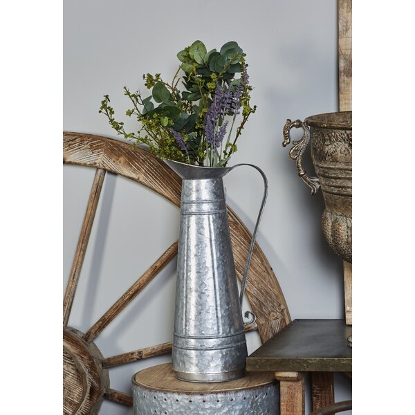 Vintage Plant Flower Vase 7-inch Small Rustic Galvanized Tin Watering Can Decorative Pitcher