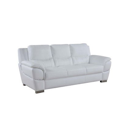Henton Leather Sofa Latitude Run Upholstery White