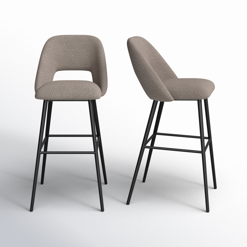 (ONE) Valdez Boucle Bar & Counter Stool Upholstery: Gray, Seat Height: Bar Stool (29” Seat Height)