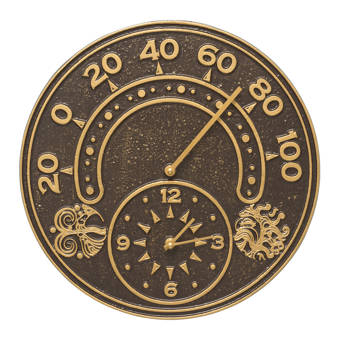 Bay Isle Home Maeve Pineapple Clock Thermometer Indoor Outdoor