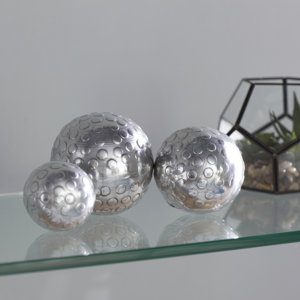 Kirby 3 Piece Shiny Aluminum Decorative Ball Sculpture Set