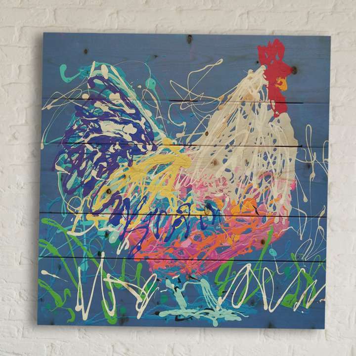 rooster painting on wood