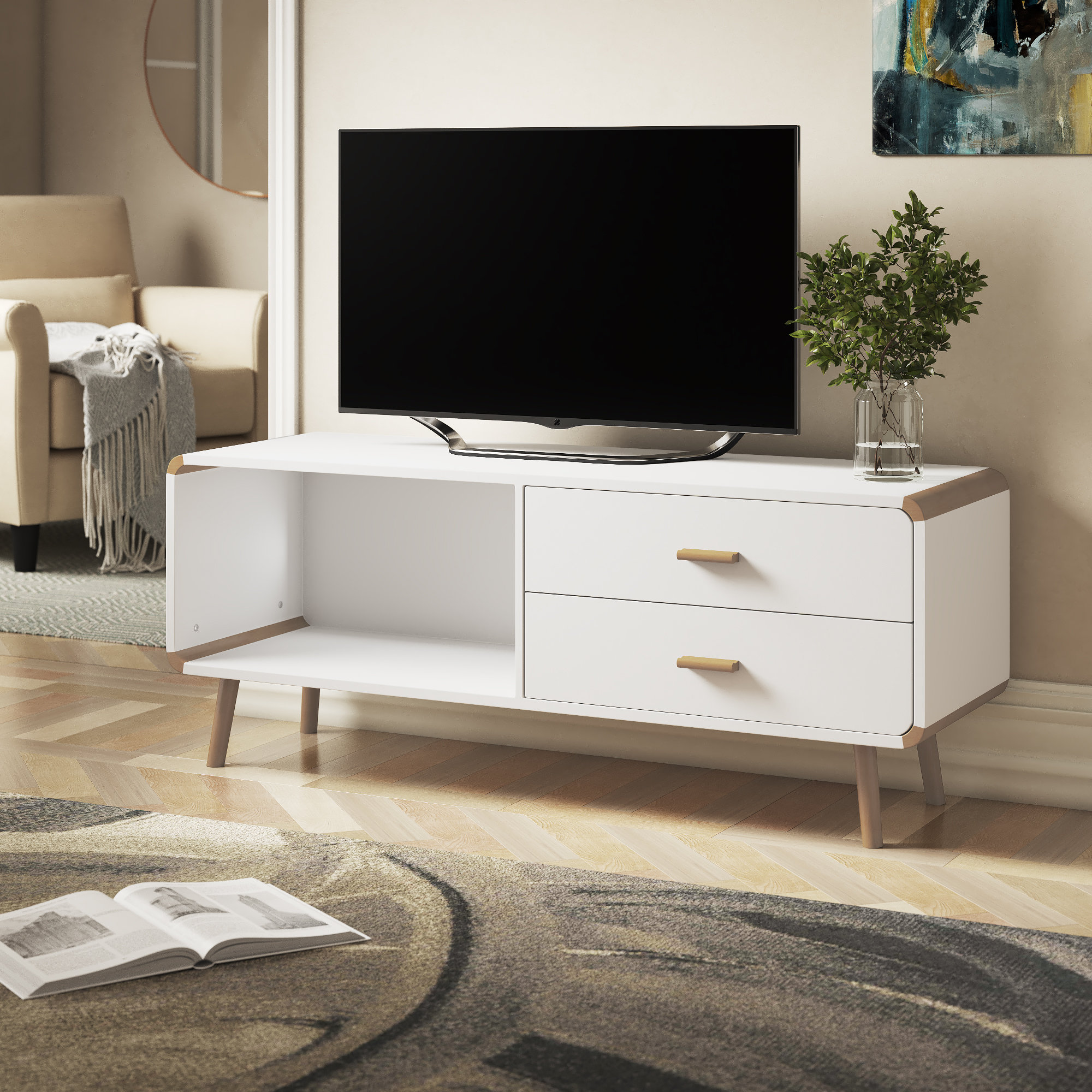 Relaxdays Long Storage Drawers Tv Stand Wayfair Co Uk