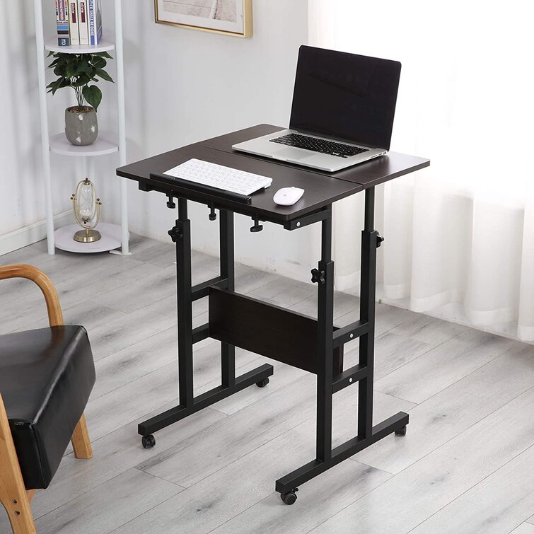 DESIGNA Height Adjustable Stand Up Computer Desk 41, Black Mobile Standing Desk Rolling Sit Stand Work Station for Home Office with Wheels CPU Stand Monitor Shelf & Detachable Hutch 